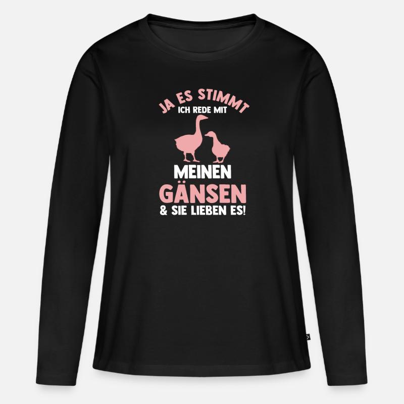 Gans Gänse - Frauen Premium Bio Langarmshirt - Schwarz