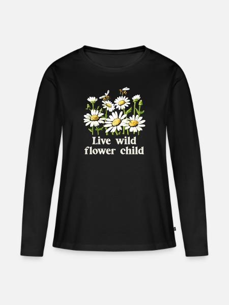 Marguerites Daisy Summer Daisies Flower Garden - Vrouwen Premium Bio shirt met lange mouwen - zwart