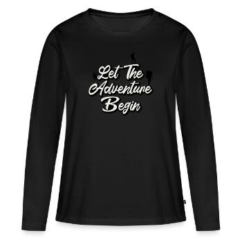 L'aventure attend - T-shirt manches longues Premium bio Femme - noir - Devant - Julia (174cm)