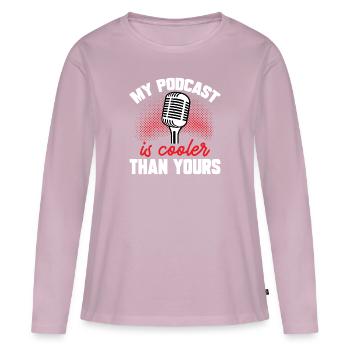 Podcasteur Podcast - T-shirt manches longues Premium bio Femme - rose poudré - Devant - Julia (174cm)