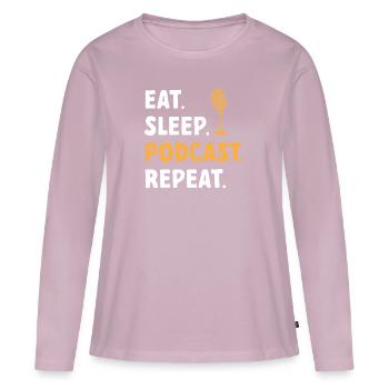 Podcasteur Podcast - T-shirt manches longues Premium bio Femme - rose poudré - Devant - Julia (174cm)