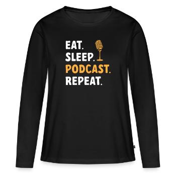 Podcasteur Podcast - T-shirt manches longues Premium bio Femme - noir - Devant - Julia (174cm)