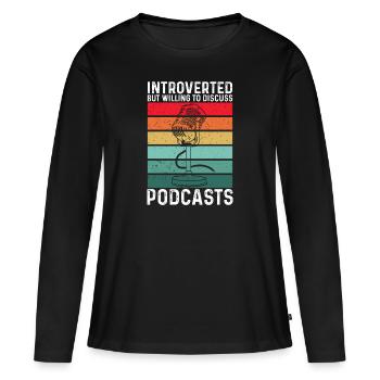 Podcasteur Podcast - T-shirt manches longues Premium bio Femme - noir - Devant - Julia (174cm)
