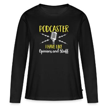 Podcasteur Podcast - T-shirt manches longues Premium bio Femme - noir - Devant - Julia (174cm)