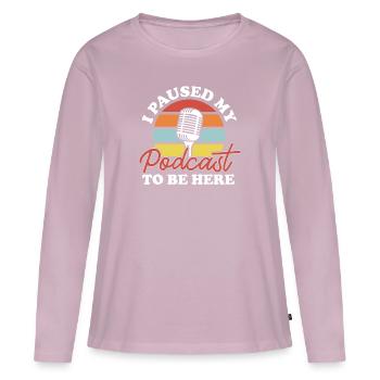 Podcasteur Podcast - T-shirt manches longues Premium bio Femme - rose poudré - Devant - Julia (174cm)