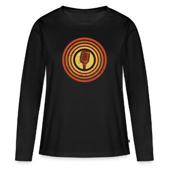 Podcasteur Podcast - T-shirt manches longues Premium bio Femme - noir - Devant - Julia (174cm)