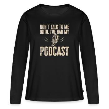 Podcasteur Podcast - T-shirt manches longues Premium bio Femme - noir - Devant - Julia (174cm)