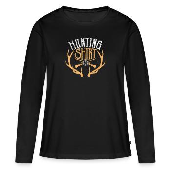 Chemise de chasse au cerf Whitetail Buck Antlers Elk Hunter - T-shirt manches longues Premium bio Femme - noir - Devant - Julia (174cm)