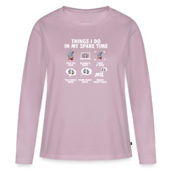 Graupapagei Perroquet gris d’Afrique Papagei - T-shirt manches longues Premium bio Femme - rose poudré - Devant - Julia (174cm)