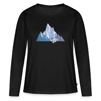 Alpen Berge Edelweiß Bergsteiger Wanderer - Frauen Premium Bio Langarmshirt - Schwarz - Vorne - Julia (174cm)