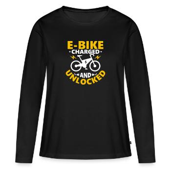 Vélo électrique chargé et déverrouillé Pedelec électrique - T-shirt manches longues Premium bio Femme - noir - Devant - Julia (174cm)