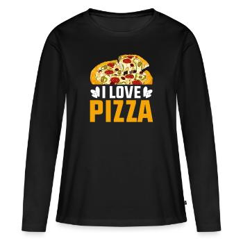 J’adore pizza pizza coeur pizza tranche de pizza - T-shirt manches longues Premium bio Femme - noir - Devant - Julia (174cm)