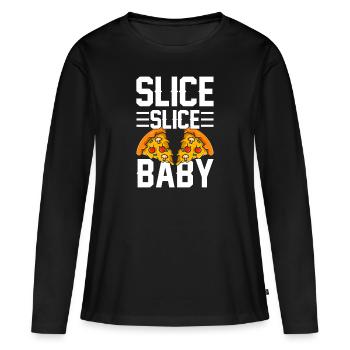 pizza pizza tranche de fromage pizza pizza pizza lover - T-shirt manches longues Premium bio Femme - noir - Devant - Julia (174cm)