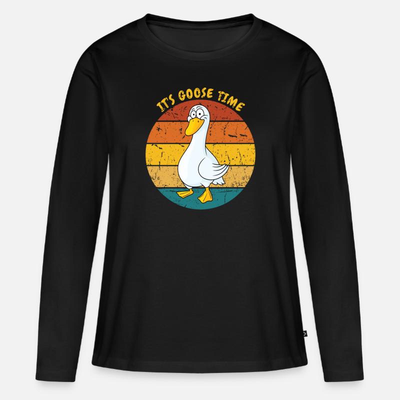 Gänsezeit - Frauen Premium Bio Langarmshirt - Schwarz
