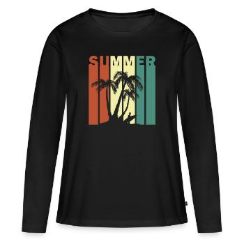 Sensation d’été - T-shirt manches longues Premium bio Femme - noir - Devant - Julia (174cm)