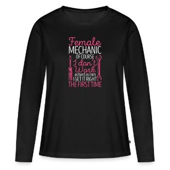 Mécanicien Voiture Fille Garage Artisan - T-shirt manches longues Premium bio Femme - noir - Devant - Julia (174cm)