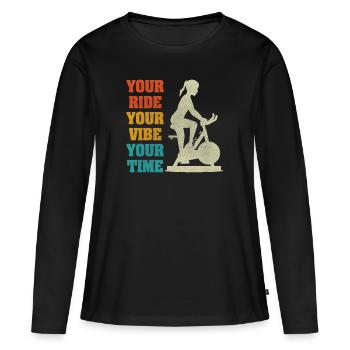 Your Ride Your Vibe Your Time - T-shirt manches longues Premium bio Femme - noir - Devant - Julia (174cm)