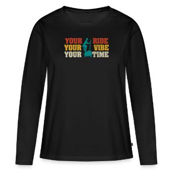 Votre trajet votre vibration vos ergomètres de temps - T-shirt manches longues Premium bio Femme - noir - Devant - Julia (174cm)