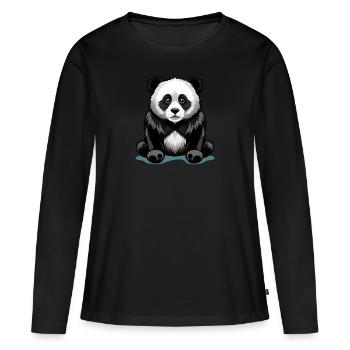 Panda mignon - T-shirt manches longues Premium bio Femme - noir - Devant - Julia (174cm)