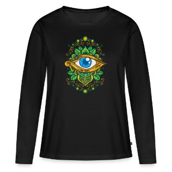 Œil d’Horus - T-shirt manches longues Premium bio Femme - noir - Devant - Julia (174cm)