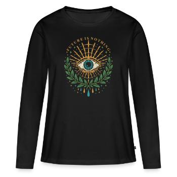 Les yeux d’Horus - T-shirt manches longues Premium bio Femme - noir - Devant - Julia (174cm)