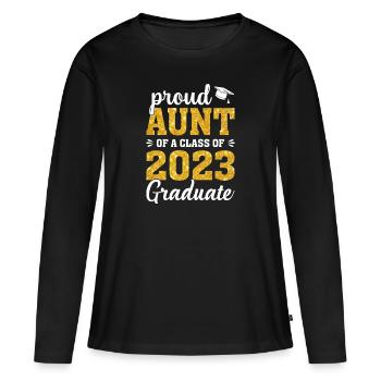 Proud Aunt Graduates 2023 Graduation - Women's Premium Organic Long Sleeve Shirt - black - Front - Julia (174cm)