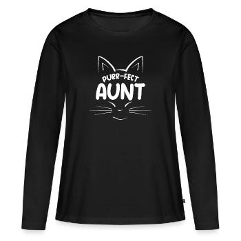Tante ronronnement fet Chat Tante - T-shirt manches longues Premium bio Femme - noir - Devant - Julia (174cm)