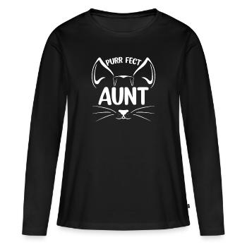Tante ronronnement fet Chat Tante - T-shirt manches longues Premium bio Femme - noir - Devant - Julia (174cm)