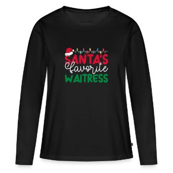 Serveuse au bar du restaurant - T-shirt manches longues Premium bio Femme - noir - Devant - Julia (174cm)