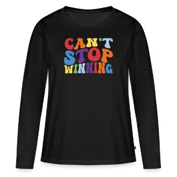 Ich kann nicht aufhören zu gewinnen - Frauen Premium Bio Langarmshirt - Schwarz - Vorne - Julia (174cm)