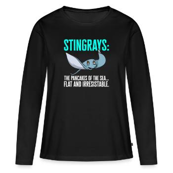 Raies pastenagues, raies manta, raies océaniques, raies - T-shirt manches longues Premium bio Femme - noir - Devant - Julia (174cm)