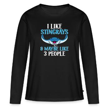 Raies pastenagues, raies manta, raies océaniques, raies - T-shirt manches longues Premium bio Femme - noir - Devant - Julia (174cm)
