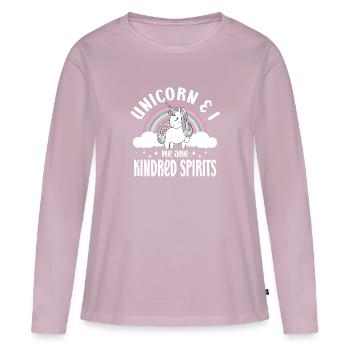 Vintage Rainbow Unicorn & I - Close Buddies Spirit - T-shirt manches longues Premium bio Femme - rose poudré - Devant - Julia (174cm)