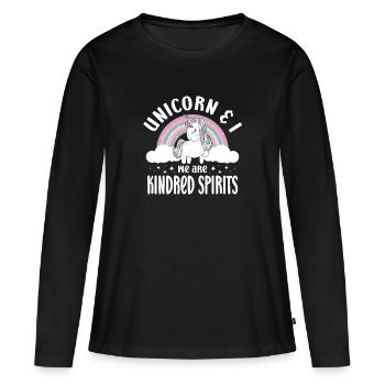 Vintage Rainbow Unicorn & I - Close Buddies Spirit - Women's Premium Organic Long Sleeve Shirt - black - Front - Julia (174cm)