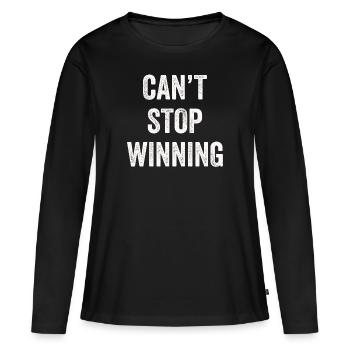 Ich kann nicht aufhören zu gewinnen - Frauen Premium Bio Langarmshirt - Schwarz - Vorne - Julia (174cm)
