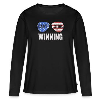 Ich kann nicht aufhören zu gewinnen - Frauen Premium Bio Langarmshirt - Schwarz - Vorne - Julia (174cm)