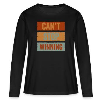 Ich kann nicht aufhören zu gewinnen - Frauen Premium Bio Langarmshirt - Schwarz - Vorne - Julia (174cm)