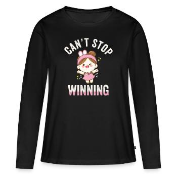 Ich kann nicht aufhören zu gewinnen - Frauen Premium Bio Langarmshirt - Schwarz - Vorne - Julia (174cm)