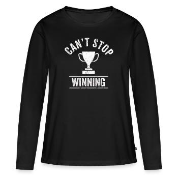 Ich kann nicht aufhören zu gewinnen - Frauen Premium Bio Langarmshirt - Schwarz - Vorne - Julia (174cm)