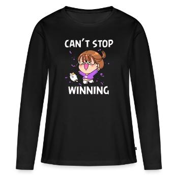 Ich kann nicht aufhören zu gewinnen - Frauen Premium Bio Langarmshirt - Schwarz - Vorne - Julia (174cm)