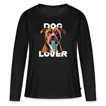 Amant des chiens American Stafford - T-shirt manches longues Premium bio Femme - noir - Devant - Julia (174cm)