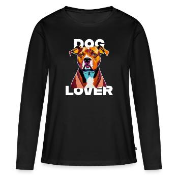 Amant des chiens American Stafford - T-shirt manches longues Premium bio Femme - noir - Devant - Julia (174cm)