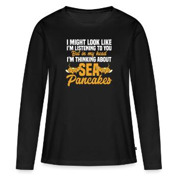 Raies pastenagues, raies manta, raies océaniques, raies - T-shirt manches longues Premium bio Femme - noir - Devant - Julia (174cm)