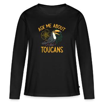 Forêt tropicale des oiseaux toucans - T-shirt manches longues Premium bio Femme - noir - Devant - Julia (174cm)