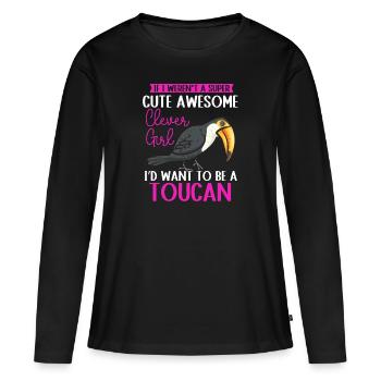 Forêt tropicale des oiseaux toucans - T-shirt manches longues Premium bio Femme - noir - Devant - Julia (174cm)