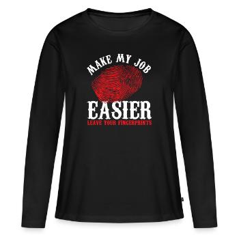 Faciliter mon travail, Laissez vos empreintes digitales - T-shirt manches longues Premium bio Femme - noir - Devant - Julia (174cm)