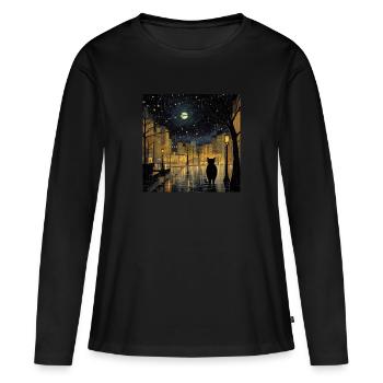 Von Gustav Klimt inspiriertes Katzenkunstwerk - Frauen Premium Bio Langarmshirt - Schwarz - Vorne - Julia (174cm)