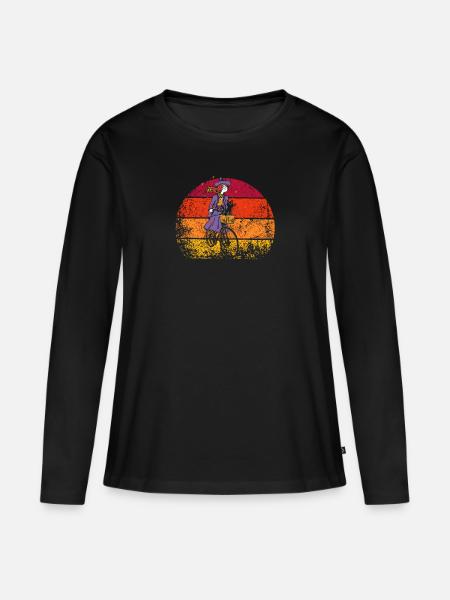 Bicycle Riding Witch Funny Cycling Lover - Women's Premium Organic Long Sleeve Shirt - black