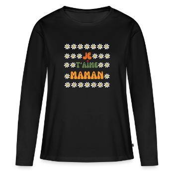 je t'aime maman - fête des Mères - T-shirt manches longues Premium bio Femme - noir - Devant - Julia (174cm)
