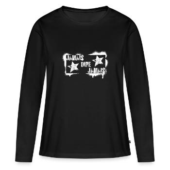 JAMAIS DIRE JAMAIS - T-shirt manches longues Premium bio Femme - noir - Devant - Julia (174cm)